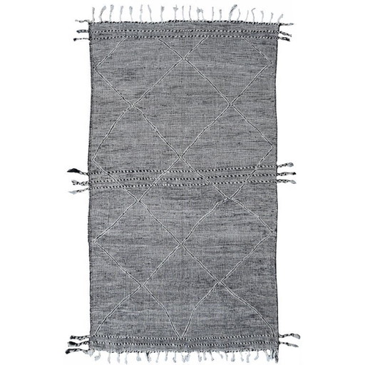 Kilim berbère du Maroc, 295 x 185 cm, tissé à la main, noir et blanc