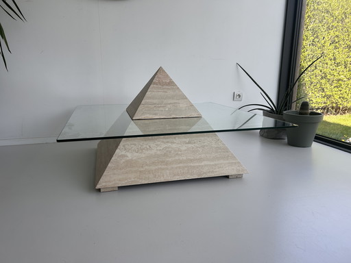 Vintage travertine pyramid coffee table