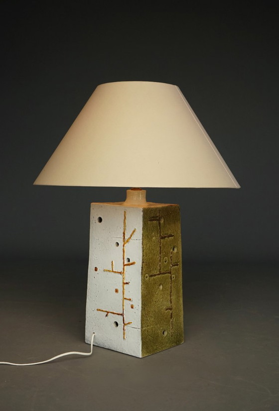 Mid-Century Ceramic Table Lamp With Abstract Design, 1970s (photo 4 of 16)