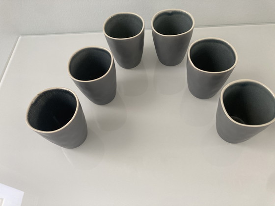 Image 1 of Set Of Six Blue Gray Espresso Cups