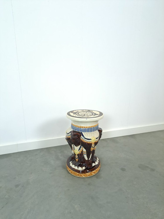 Image 1 of Tavolo rotondo in porcellana a forma di elefante, tavolo vintage