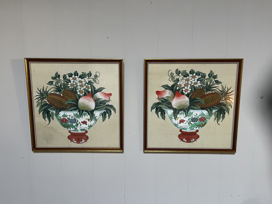 Set aus 2 klassischen chinesischen Stillleben. – Kunst, Wood, Canvas (photo 4 of 5)