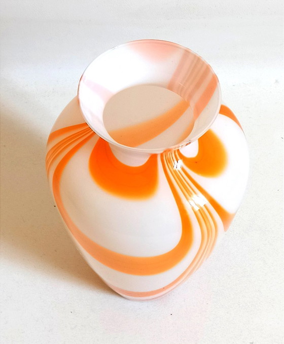 Image 1 of Murano Orange Vase By Carlo Moretti 70's Height 36 cm