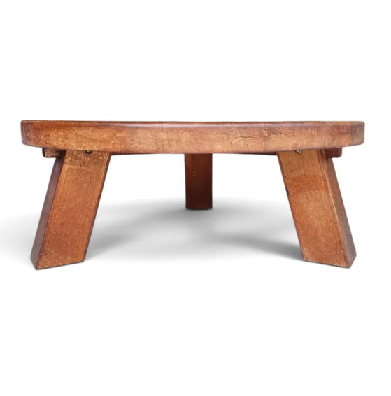 Brutalist oak coffee table / heavy weight 75 kg / 1960s – Coffee table books (photo 7 of 19)