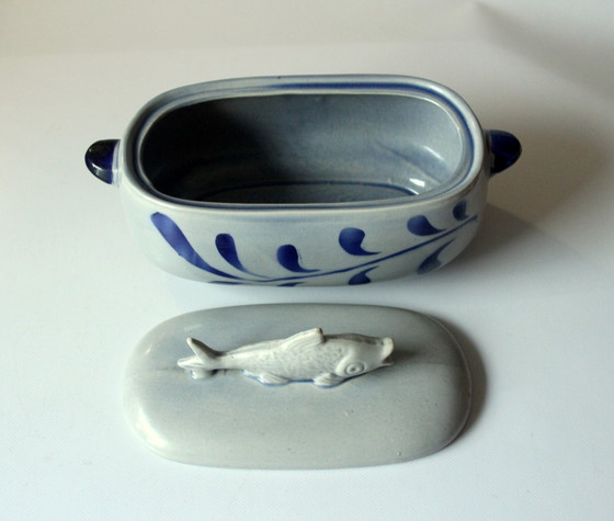 Image 1 of Schöner Alter Heringstopf Fischtopf aus Steingut - Vintage