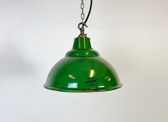 Image 1 of Industrial Green Enamel Factory Pendant Lamp from Maxlume, 1960s