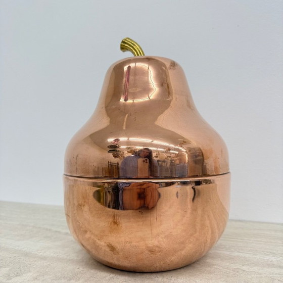 Image 1 of Secchiello per il ghiaccio vintage Raymor a forma di pera, in rame, per champagne e vino, Italia, anni '70.