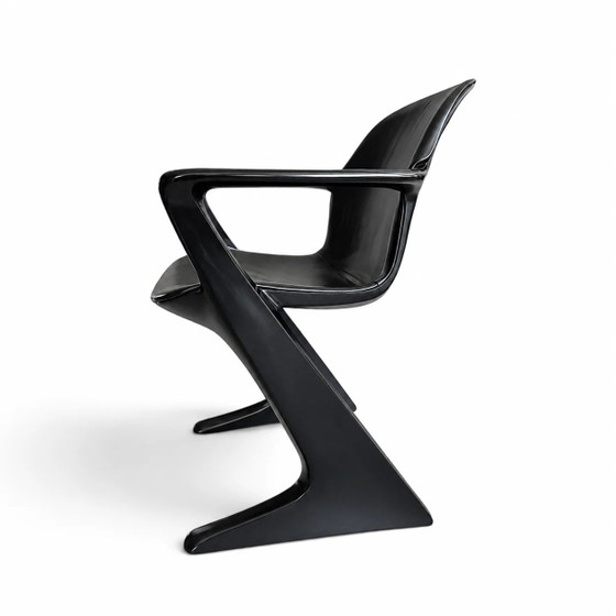 4 x Kangaroo Z-chair / Ernst Moeckl pour Horn Collection années 60 / Rembourrage cuir noir / Ernst Moeckl / (photo 17 of 19)