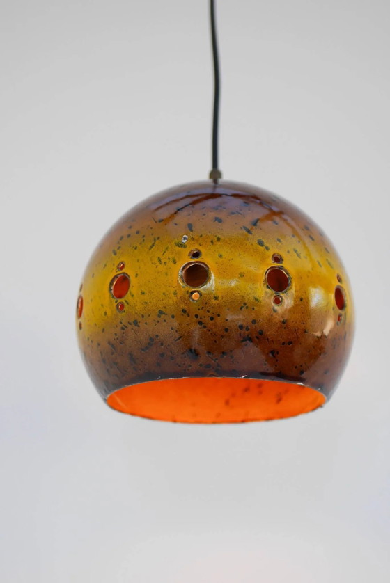 Image 1 of Suspension vintage émaillée attribuée à Hustadt Leuchten, années 1970