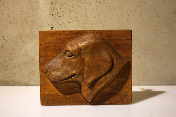 Image 1 of Labrador - Wood Carving - Door Handle - Door Pusher - Front Door Fine Door Knob or Door Pusher With a Wood Carving of a Labrador