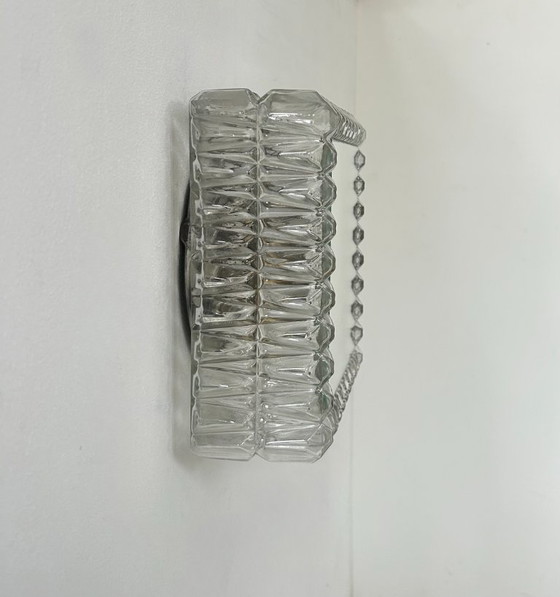 Image 1 of Applique da parete vintage, vetro stampato pressato e specchio, Francia, 1960