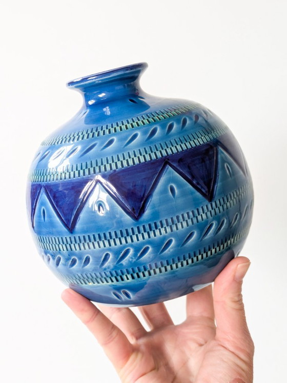 Vintage Italian Ceramic Vase, Rimini Blu Style, 1980s – Sardartis Castelsardo (photo 8 of 11)
