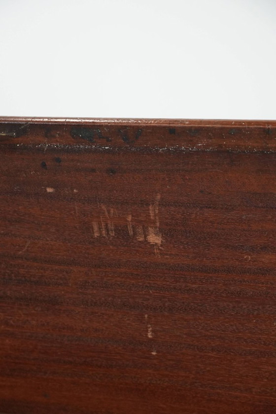 Image 1 of 19th century English antique oak wall desk/writing table on castors