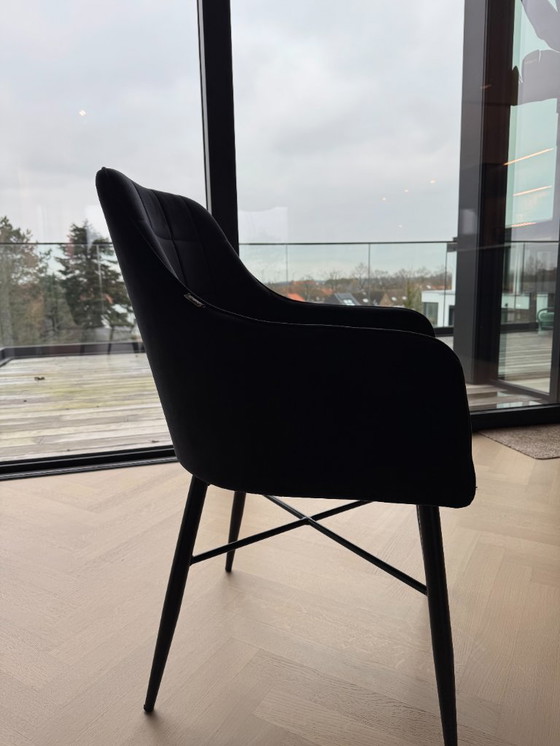 Image 1 of 6 armchairs - Dekimpe - black velvet