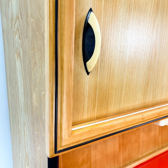 Image 1 of Kitchen buffet with red formica top by Baumann Möbel, oak, 1960s