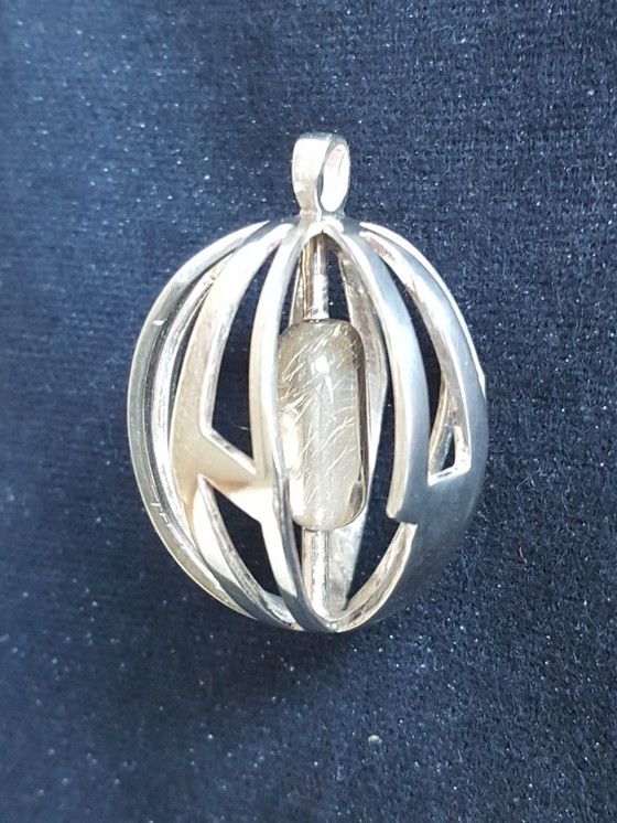 Image 1 of Jewelry: pendant, silver and rock crystal, unique, 1960s
