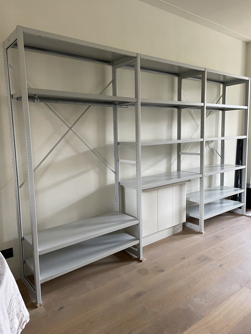 Vintage steel rack with shelves