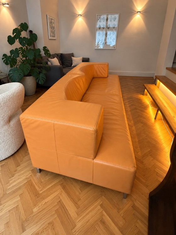 Sofá de diseño original Maximilian de cuero auténtico – 2 piezas – Sofás modulares (photo 2 of 5)