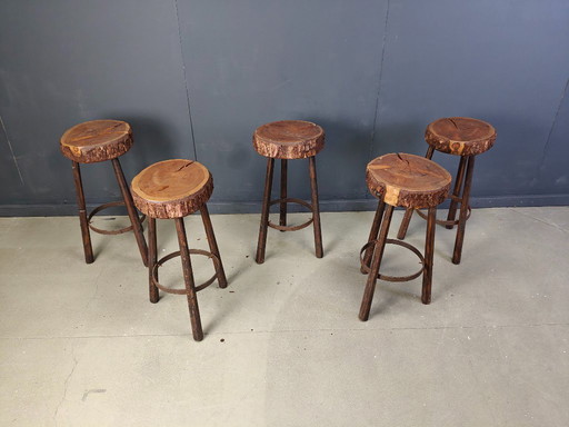 Vintage tree trunk bar stools, 1970s 