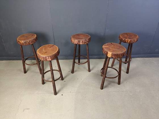 Image 1 of Vintage tree trunk bar stools, 1970s 