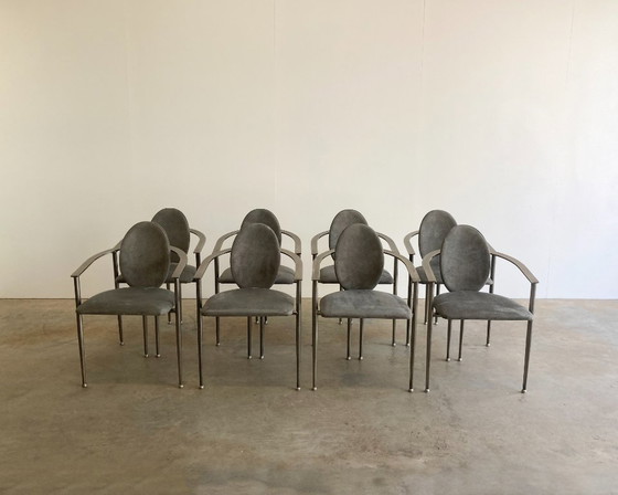 Image 1 of 8x Vintage Belgo Chrom Stoelen Memphis Stijl