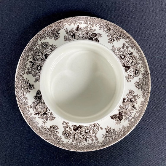 Image 1 of Beurrier en céramique blanche et brune Wedgwood Faisans