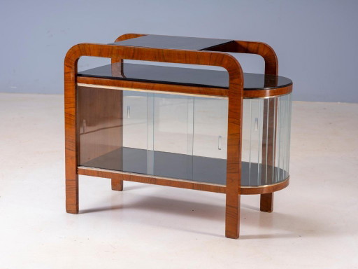 Vetrina vintage Art Déco con struttura in legno curvato e ante in vetro, 65 × 82 × 39 cm – vitrinekasten, Wood (photo 2 of 9)