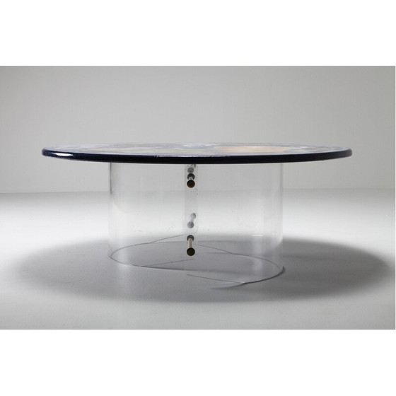 Image 1 of Vintage coffee table with Plexiglas base and resin top, 1990