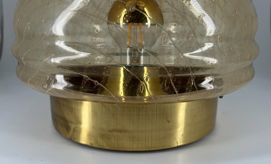 Image 1 of Vintage wand- en plafondlamp in Space Age-stijl met amberkleurig glas, circa jaren 70.