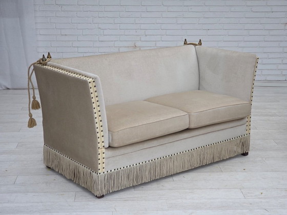 Image 1 of Divano danese a due posti con braccioli a goccia, anni '70, rivestimento in velluto.