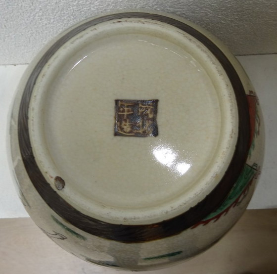Vasi asiatici craquelé con decorazione di guerrieri, set di 3, Ceramica, Crema, Aziatisch (foto 12 di 15)