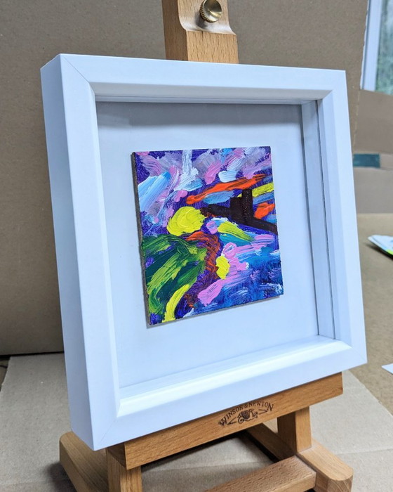 Image 1 of RIVER EXE TOPSHAM ORIGINAL ACRYLIQUE SUR TABLE NIGEL WATERS SIGNÉ 10x10cm