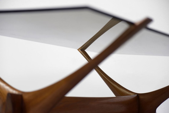 Image 1 of Vintage Mid-Century Scandinavian Modern Glass & Walnut Condor Coffee Table by Fredrik Schriever-Abeln for Örebro Glass, 1960s