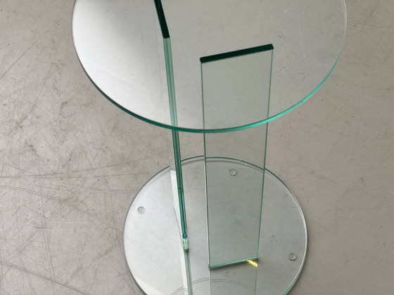 Image 1 of Minimalist glass flower stand/pedestal, 1980s