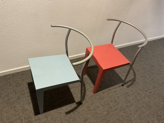 Kartell Dr. Glob 2 Stoelen Lichtblauw En Roze (Incl. Tafel) – Eetkamerstoelen, Metal, Plastic (photo 5 of 7)