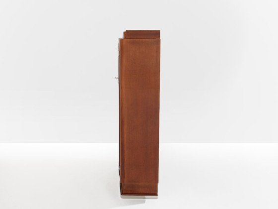 Image 1 of Jules Leleu mahoniehouten kast vernikkeld metaal 1930