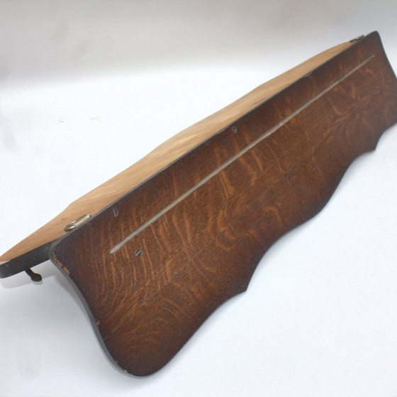 Image 1 of Vintage authentic antique coat rack with embossed scene, hat shelve clothing hanger hallway eye-catcher 32.68 inch 83 cm
