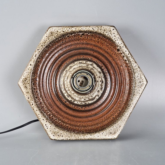 Image 1 of Vintage Wall or Ceiling Lamp by Hustadt Leuchten – Hexagonal Ceramic – Brown – 26 cm