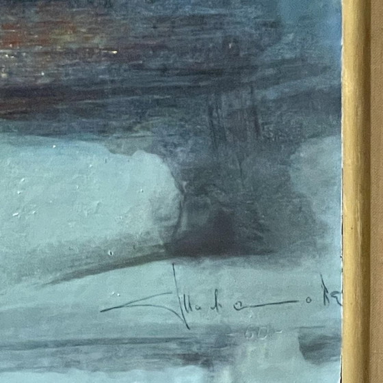 Erwin Mackowiak, Composition abstraite bleue, Huile sur panneau, 1960 – Peintures et dessins (photo 4 of 11)