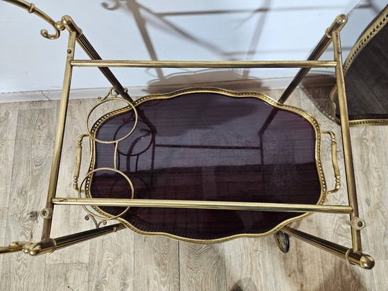 Image 1 of Chariot de bar luxueux, Maison Jansen, style Hollywood Regency, France, années 1950/70
