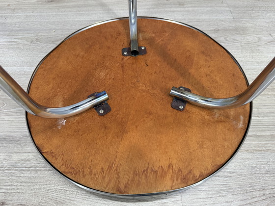 Image 1 of Table d'appoint Art déco intemporelle - chrome et verre noir