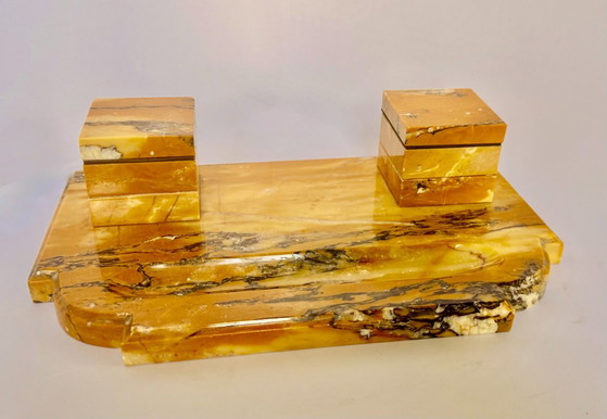 Art Deco Writing Set 'Giallo di Siena' – Decorative Objects, Copper, Marble (photo 6 of 10)