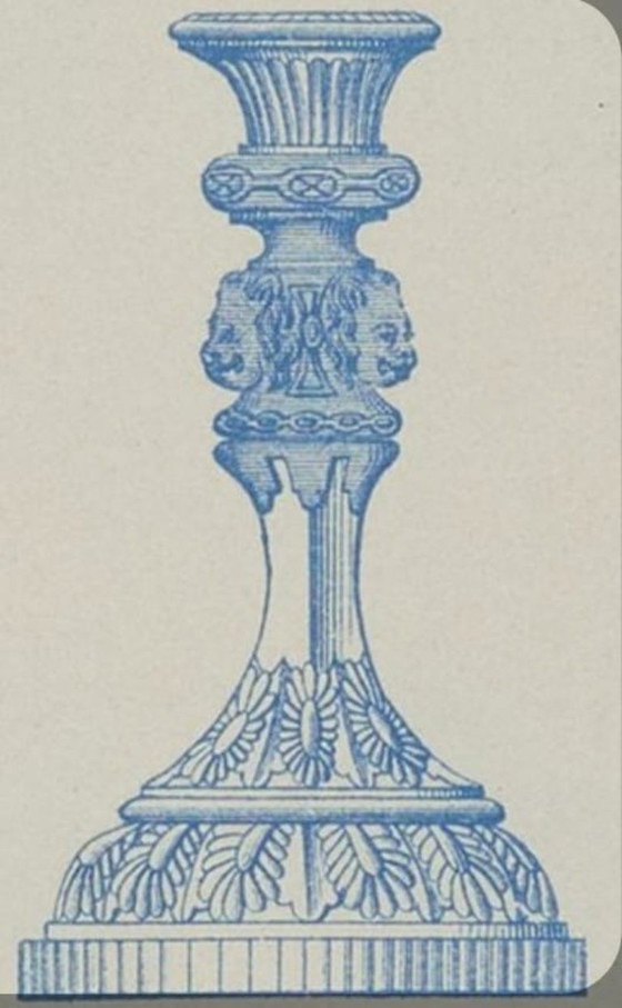 Image 1 of Neo-renaissance / neo-barok set kandelaar met drie leeuwenkoppen, Val Saint Lambert 1879