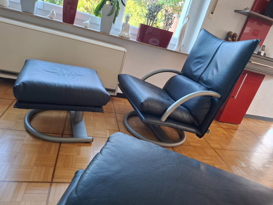 Rolf Benz BMP 418 Torino Lounge Set - Pelle Nera (Divano 3 posti, Poltrona & Pouf) – Sofà, Leather (photo 2 of 6)
