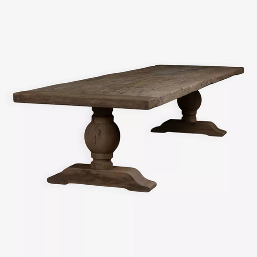 Grande Table Monastère Soleil en Chêne Massif – 300 cm – Finition Patinée