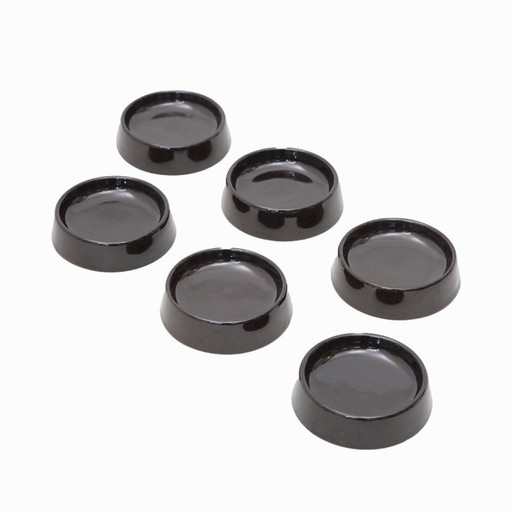 Seis cuencos de cerámica vidriada negra de Gabbianelli, década de 1970