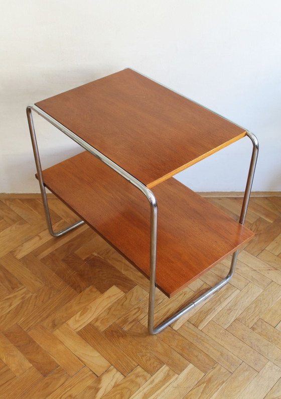 Image 1 of Modernistische bijzettafel van buisvormig staal uit de jaren 30 | Stijl van Marcel Breuer