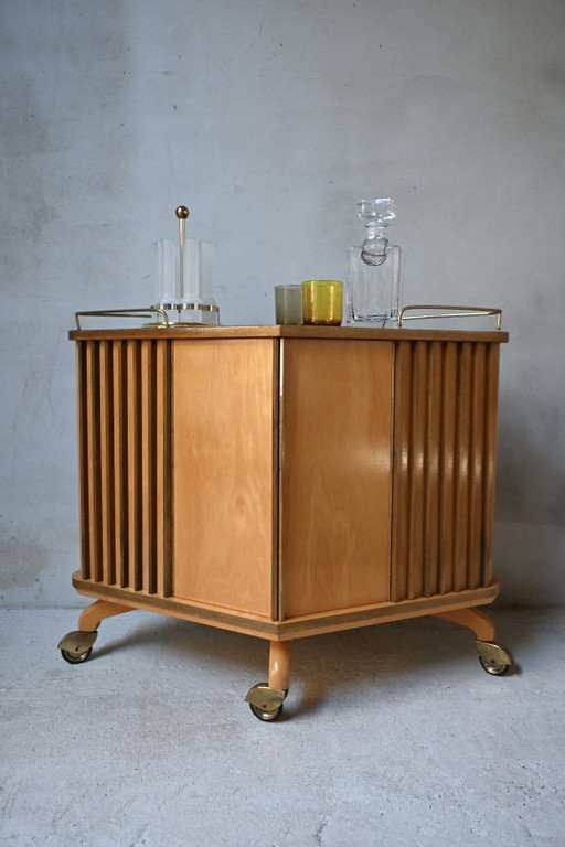 Rombus Barwagen Ilse Möbel Mid-Century 50’s – drankenkasten, Wood, Glass