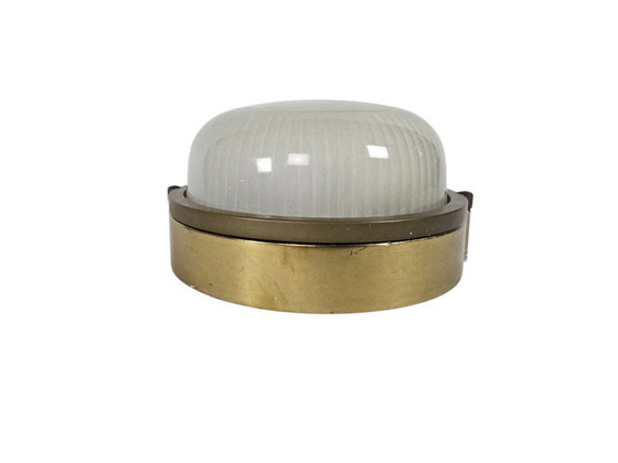 Image 1 of Ship's lamp - Bullseye lamp - brass - glass - wall lamp - solid - 80s