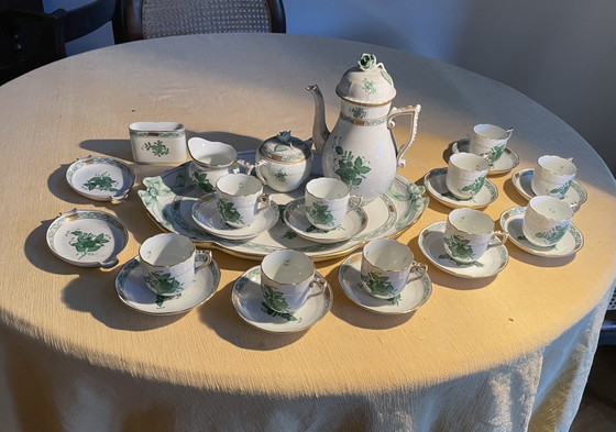Image 1 of Herend Hungary Handgeschilderd Koffieservies - 29 Delig